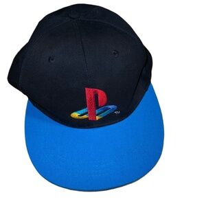 PlayStation Black & Blue Vintage Gamer Embroidered Snapback Hat Adjustable